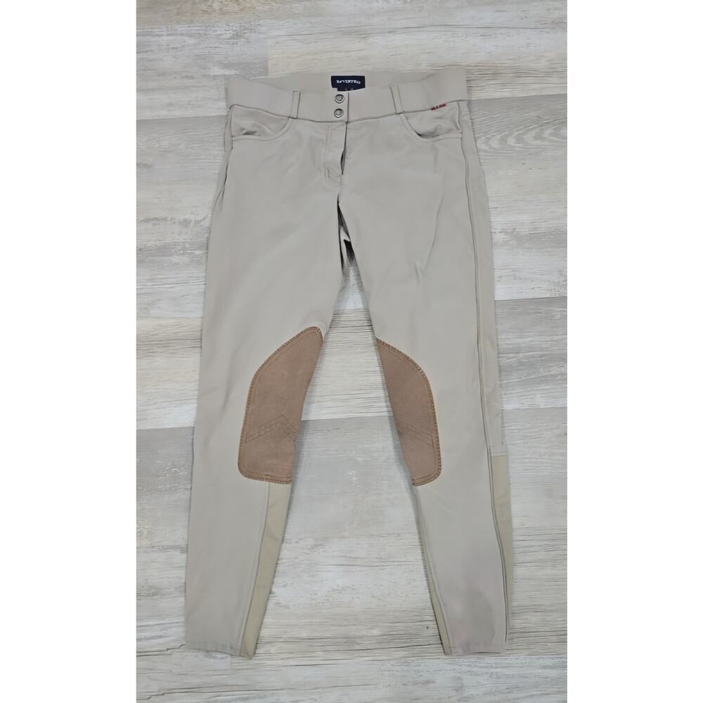 B Vertigo Kimberley Womens Show Knee Patch Breeches - Plaza Taupe Light Brown 30
